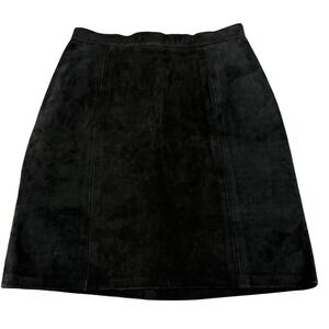 Phoenix Suede Leather Skirt Black Women's‎ 7/8 Made in USA Vintage